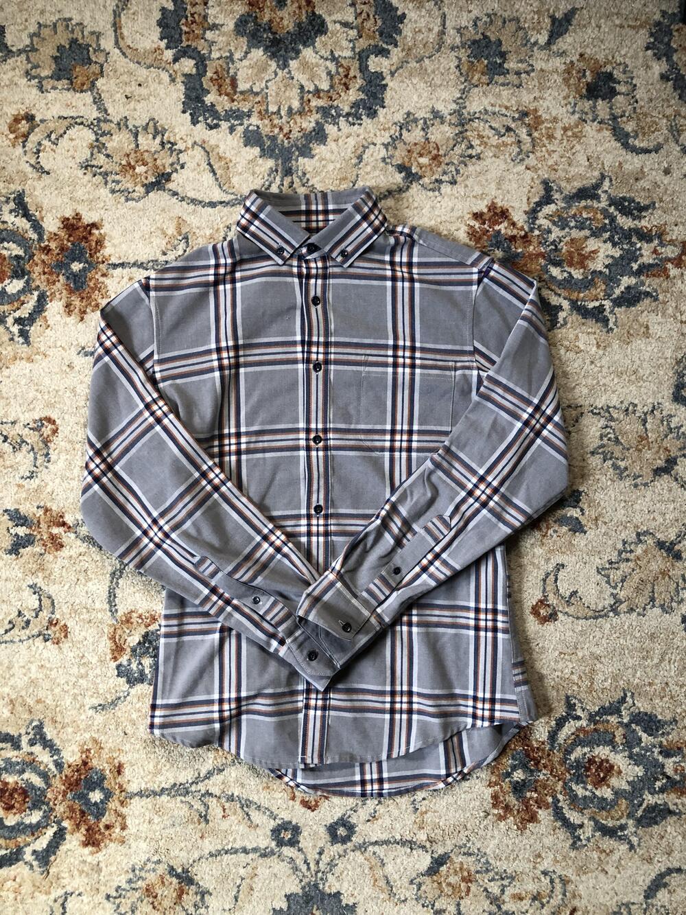 Mizzen+Main Shirt Mens Small Gray Plaid Button Down Trim Fit Long Sleeve Casual